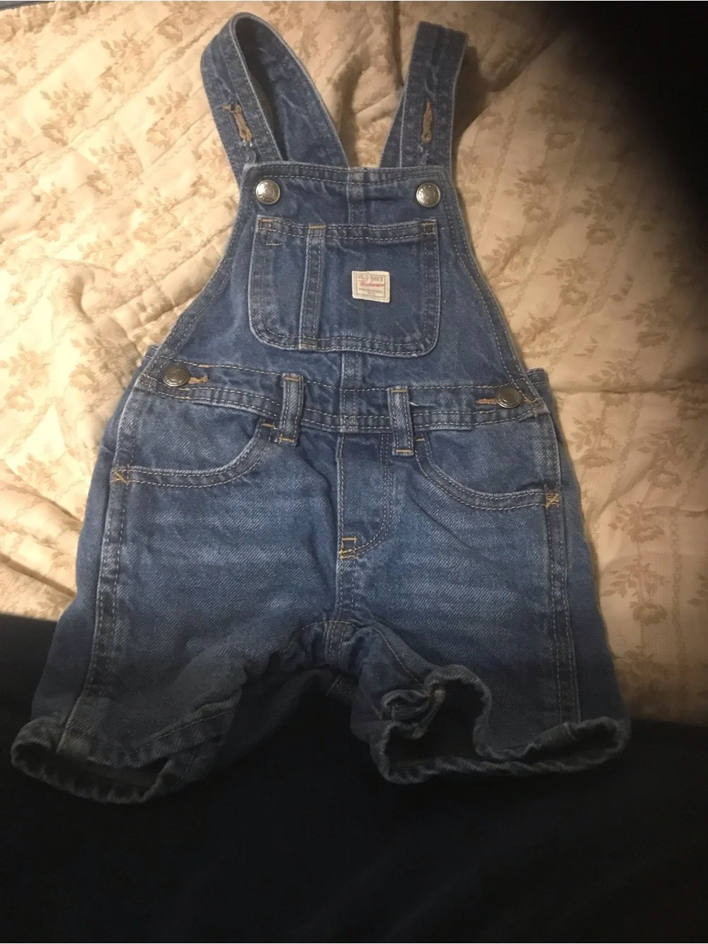 Denim Blue Kids Short Overalls - Classic Pocket Front